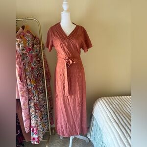 SHEIN Rust Wrap Maxi Dress